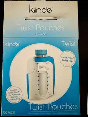 Kiinde Twist Pouches breast milk storage bags 20-Pack  with free bottle